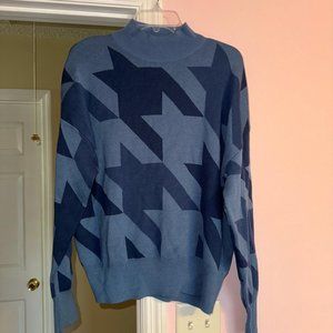Blue Houndstooth Turtleneck Sweater 💙